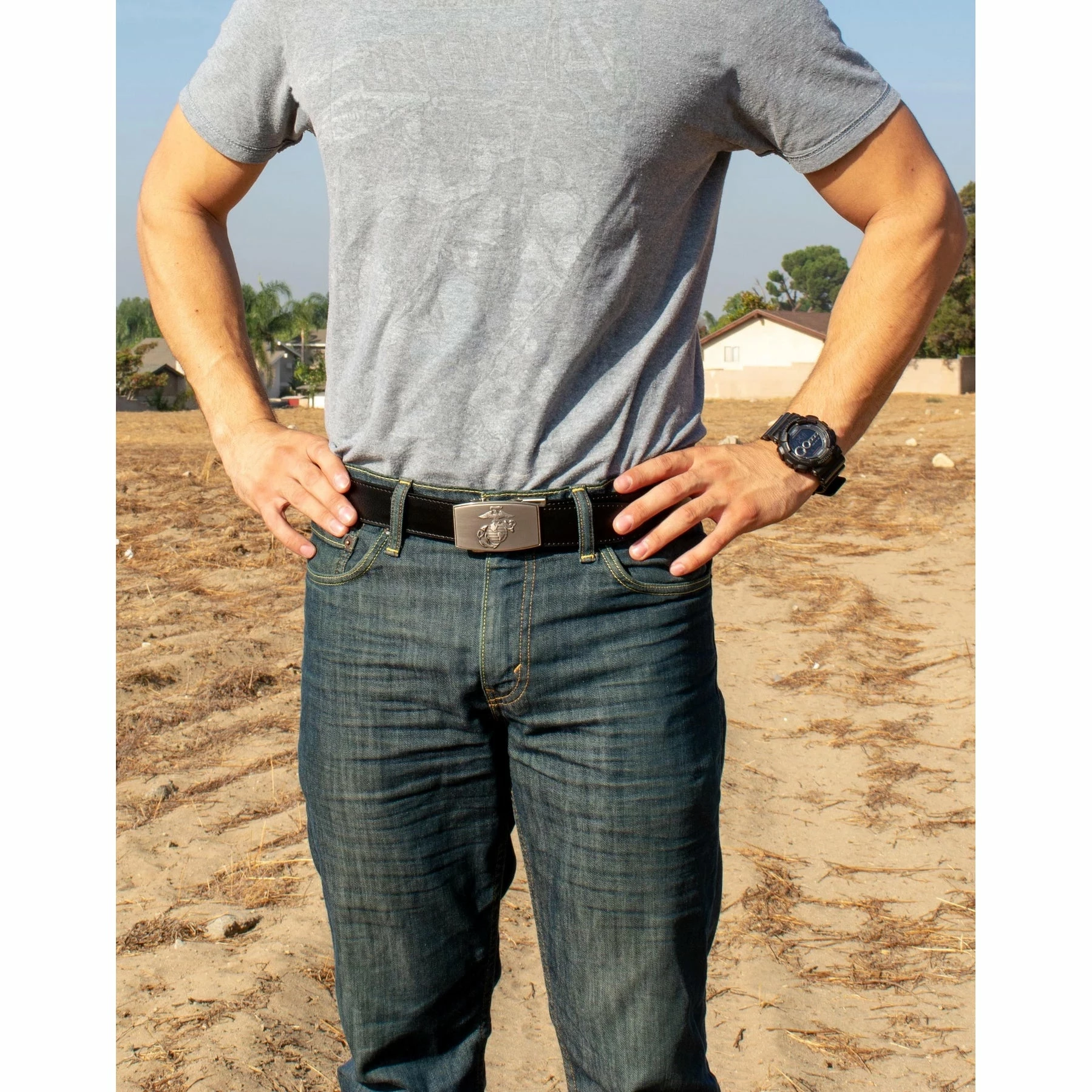 Nexbelt Marine Globe Pewter With Ebony Mens Belt - Image 2