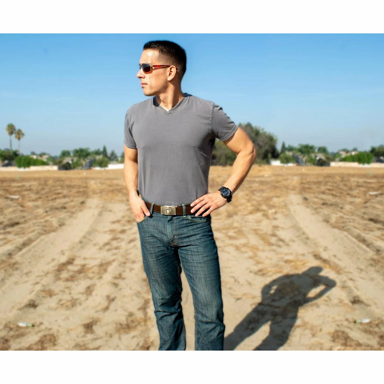 Nexbelt Marine Globe Brass With Espresso Mens Belt - Image 2