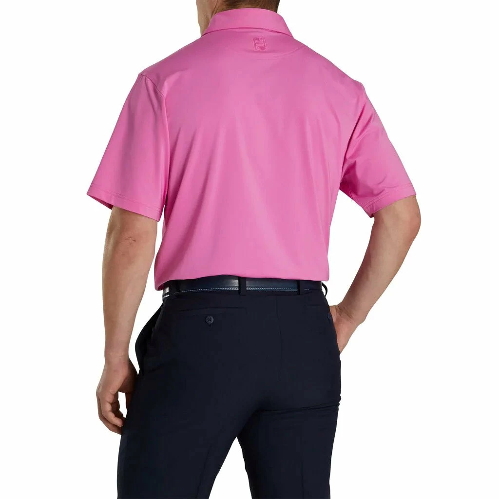 FootJoy Solid Lisle Self Collar Pink Mens Golf Polo - Image 2