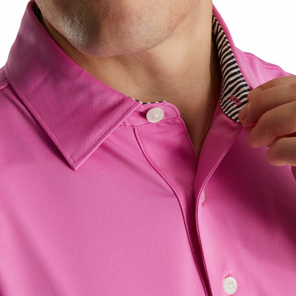 FootJoy Solid Lisle Self Collar Pink Mens Golf Polo - Image 3