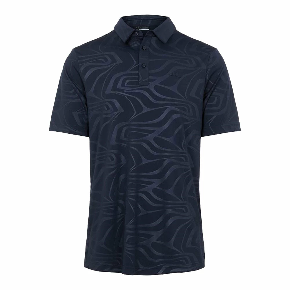 J.Lindeberg Tony AF Print Neo Deboss Navy Mens Golf Polo
