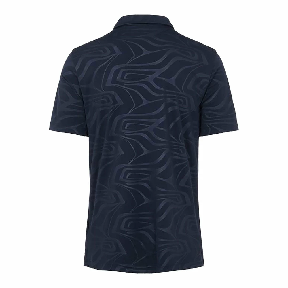J.Lindeberg Tony AF Print Neo Deboss Navy Mens Golf Polo - Image 2