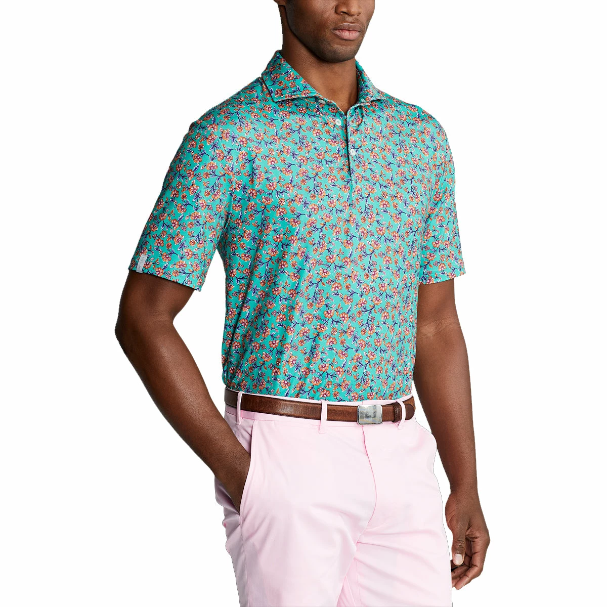 Polo Ralph Lauren RLX Ralph Lauren Printed Lightweight Airflow Jersey Floral Green Mens Golf Polo